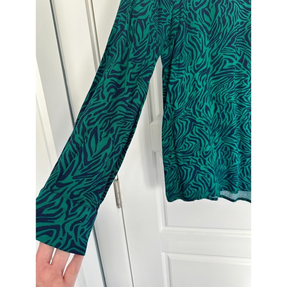 Sugarhill Brighton Retro Wild Night Button Down, Size 8, Green and Navy - Picture 3 of 4